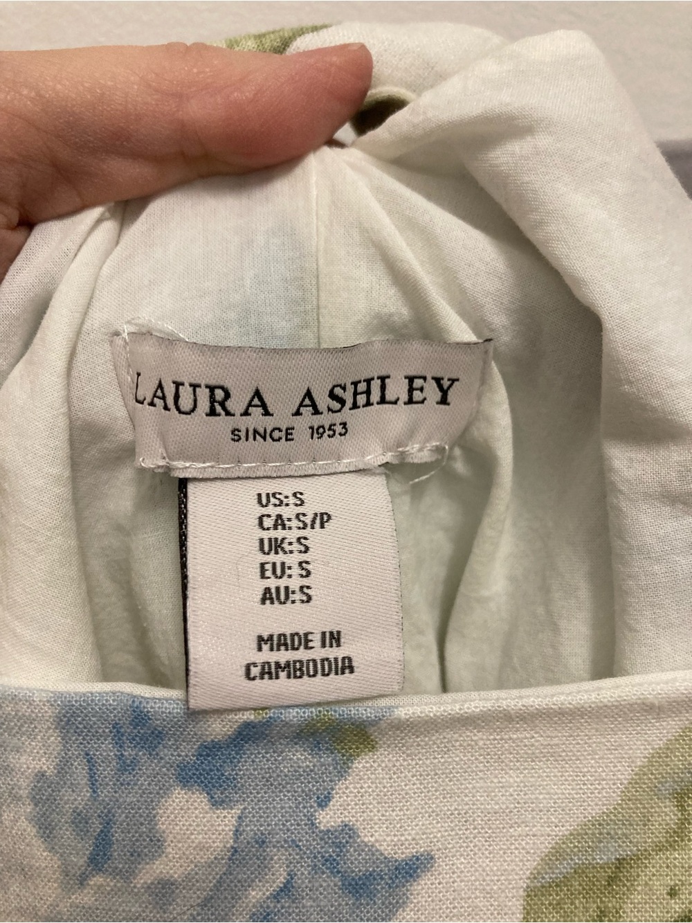 Laura Ashley Linen Blend Dress with Blue and Green Floral Print - Picture 3 of 6